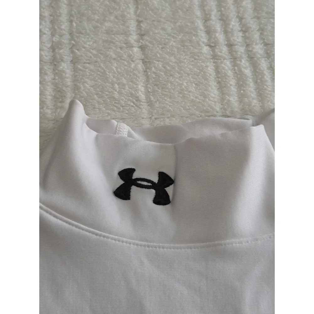 Under Armour Compression Mock Neck Shirt Mens Large White ColdGear Long Sleeve